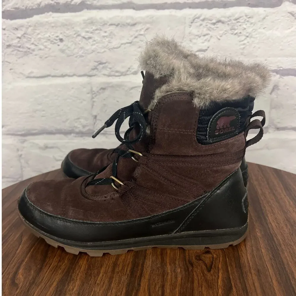 Sorel Womens 9 Gorpcore Granola Girl Outdoors Suede Whitney Short Snow Boots
